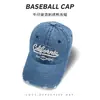 Gorra de Béisbol Retro Americana de Mezclilla Rota con Letras Bordadas, Unisex, Protección Solar de Verano