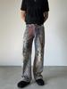 Pantalones vaqueros con estampado digital 3D de estilo americano para hombre, estilo urbano, primavera y otoño, con efecto grafiti de tinta salpicada, corte ajustado, rectos e informales.