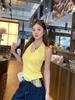 Camisola de Tricô Liso com Gola Halter para Mulheres, Novo Estilo Verão 2026, Pode Ser Usada por Fora, Cobre os Lados do Peito, Top Sem Mangas