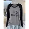 Camiseta raglán de manga larga con bloques de color 2026 para mujer, algodón puro, diseño elegante, adelgazante, top interior casual para otoño