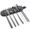 Conjunto de Canudos de Aço Inoxidável 304 para Amazon Transfronteiriço Utensílios de Mesa Portáteis Faca, Garfo, Colher e Hashis Conjunto de 7 Peças com Tampa de Silicone