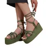 2026 Calzado de Mujer para Comercio Exterior Verano Nuevo Estilo Boca de Pez con Tira Sandalias de Cuña con Plataforma Suela Gruesa Calzado de Mujer de Talla Grande Transfronterizo Europeo y Americano