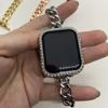 Adecuado para Apple iWatch 11.ª Generación 10/987Se Nuevo Estilo de Cadena Sencilla Delgado Correa de Reloj Metálica Estilo Chanel Pequeña para Mujer