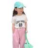 Camiseta de Verano para Niña 2024 Nueva Elegante Moderna de Manga Media con Cuello Redondo y Estampado para Niños, Linda de Manga Corta