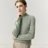 Suéter de Cashmere Feminino Baicaierong Outono/Inverno 2026 com Barra Rebatida e Gola Semi-Alta, Tricô de Lã com Design Versátil
