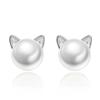 Ebay Pendientes de Gato de Perla con Baño de Plata 925 de Venta Caliente Europeos y Americanos Pendientes para Mujer Nuevo Estilo Coreano de Moda Sencillo Elegancia Original