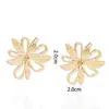 Pendientes Huecos Geométricos de Metal con Diseño de Flor para Mujer, Pendientes Elegantes Simples de Lujo Ligero Transfronterizos Europeos y Americanos