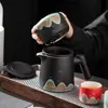 Caneca de escritório pintada à mão conjunto de chá de viagem caixa de presente terno conjunto de chá portátil atividades avançadas de separação de chá presente manual logotipo