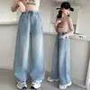 Pantalones Vaqueros para Niñas Primavera y Otoño Pantalones de Pierna Ancha 2025 Nuevos Pantalones Casuales Coreanos para Niños Pantalones Rectos Sueltos para Niños Grandes