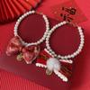  Collar Festivo de Año Nuevo para Mascotas, Flor Roja de Felpa con Perlas, Joyería de Lazo para Perro Gato, Collar