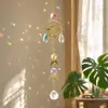 Atrapasol de Cristal con Mariposa Sol Luna Prisma Arcoíris Carrillón de Viento Decoración para Ventana Hogar Adorno Colgante