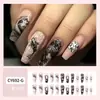Uñas Vestibles Europeas y Americanas de Larga Venta, Pastillas de Manicura para Chicas con Graffiti de Olas y Carpas, Parches de Uñas Postizas Populares Transfronterizos
