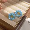 Brincos de Tarraxa Flor de Resina Agulha de Prata Estilo Coreano Frescos Doces Modernos Simples Exquisitos Brincos de Nicho de Alto Padrão Acessórios de Brinco para Mulheres