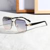 Gafas de Sol de Nuevo Estilo para Hombre, Adecuadas para Conducir, Hacen que la Cara Parezca Más Delgada, Protección UV, Gafas de Sol de Medio Marco de Gama Alta, Montura Cuadrada, Envío Gratis C