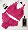Conjunto de Sutiã para Comércio Exterior Transfronteiriço para Mulheres, Sutiã Francês Respirável e Amigo da Pele Sem Aros, Conjunto de Lingerie Sexy de Renda de Duas Peças