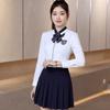 Camisa Azul de Trabalho para Mulheres para Salão de Beleza Primavera e Outono do Fabricante, Não Amassa, Antirrugas, Camisa Profissional de Manga Longa, Uniforme para Recepção de Hotel