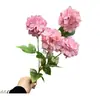 Flor de Simulación 4 Cabezas Hortensia Flor Falsa Boda Hogar Paisajismo Arreglo Floral Flor Artificial Flor de Seda Decoración Boda Sala de Estar Hotel