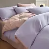 Serie Jianxi 100% Algodón Color Sólido Dos Tonos Ropa de Cama Juego de Cuatro Piezas Simple Color de Contraste Juego 100% Algodón Sábana Sábana Ajustada Se Puede Enviar Directamente