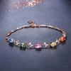 Pulsera wish AliExpress Explosiones de Color Zafiro Chapada en Oro de 18K Spinner Flor Diamante de Color Pulsera Diamante Tesoro de Color