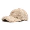 Gorra de béisbol de imitación de piel de conejo para mujer coreana otoño e invierno gorro cálido para el frío para exteriores con forro polar grueso de color sólido gorro de felpa