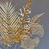 Garfo único flor de eucalipto dourado hortênsia leque dourado folha de ginkgo bênção de casamento balde arranjo de flores de folhas douradas