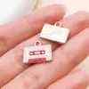 Pingente de Liga Metálica com Gotejamento Rosa de Disco de Música Fonógrafo Fita de Partitura Musical Pingente de Liga Metálica Pulseira DIY Chaveiro Acessórios de Joia
