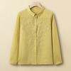 Camisa retro de disparo real para personas de mediana edad y mayores, camisa con cuello bordado de industria pesada para mujer, top cárdigan 2025 primavera y otoño para mujer