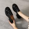 Zapatos de Cuero Estilo Británico para Mujer 2023 Nuevo Borla Estilo Academia Cuero Patentado Vintage Zapatos de Una Sola Capa Mocasines de Mujer Talla Grande Zapatos de Mujer
