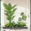 Combinação Paisagística de Plantas Artificiais Verdes Estilo Tropical com Vasos para Escadas Internas e Varandas, Plantas Verdes Grandes para Decoração de Casa, Sem Manutenção