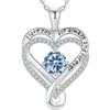 Collar de Plata Esterlina S925 Corazón Eterno Transfronterizo Europeo y Americano de Doble Capa para Mujer con Colgante de Amazonita de Doce Piedras de Nacimiento Cadena Clavicular
