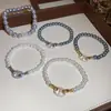 Pulsera con Cierre de Perlas y Zirconio Ovalado para Mujer, Pulsera Exquisita de Nicho de Lujo Ligero, Joyería de Lujo Ligero de Alta Gama al por Mayor