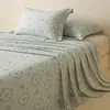 Lençol de cama de algodão puro escovado vintage de alta qualidade, peça única, capa de edredom de algodão quente para outono e inverno, conjunto de três peças de lençol com elástico e colcha premium