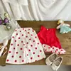 Conjunto de Ropa para Niñas Más Vendido Transfronterizo: Conjunto Casual de Dos Piezas Cómodo y Lindo de Verano: Top sin Mangas de Lunares con Hongo y Pantalones de Pierna Ancha