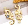 Aço Inoxidável Colorido Concha Strass Caranguejo Pérola Imitação Estrela do Mar Artesanal DIY Colar Brincos Pingente de Chave Acessórios de Joias