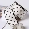 Cinta con estampado de puntos en la superficie resbaladiza, accesorio para el cabello con lazo DIY, accesorios para la parte superior de la ropa, regalo, empaque de flores, cinturón de lunares