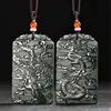 Jade Hetian de Xinjiang Zafiro Verde Torre Primera Calidad Material Fino Cuatro Brazos Guanyin Colgante de Paisaje para Hombres y Mujeres Colgante de Jade