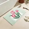 Alfombra de flocado floral, cojín para sofá de sala de estar, alfombra con mechones, sala de estudio, entrada de baño, tapete de baño absorbente de agua