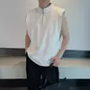 Chaleco con Cremallera de Cuello Medio para Hombre Diseño de Nicho Sentido de Diseño Hombrera Acolchada Camiseta sin Mangas Alto Sentido Deportivo Fitness Chaleco de Color Sólido