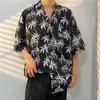 Camisa Floral Retro Vintage Estilo Hong Kong Manga Corta Diseño Estilo Hawaiano Sanya Camisa Holgada Atractiva para Hombres y Mujeres