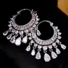 Brincos de Folha com Cristal de Zircônia Novo Estilo, Modernos e Criativos, Brincos de Sino de Vento com Zircônia Colorida Resistentes, Brincos Elegantes de Gota d'Água para o Verão