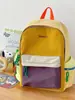 Mochila de patchwork de bloques de color, mochila casual de viaje de gran capacidad para estudiantes mujeres, estilo coreano, moderna, linda y ligera