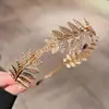 Diadema Retro de Aleación con Forma de Hoja y Cabeza de Laurel Europea y Americana, Corona Dorada Barroca para Mujer, Tocado de Novia, Tocado Griego