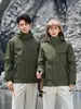 Chaqueta impermeable y a prueba de viento para actividades, reuniones y trabajo, con capucha, de una sola capa, ligera, abrigo de montañismo, personalizable con logo