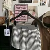 Falda Retro de Rayas con Cordón de Cintura Alta para Mujer, Falda Versátil de Verano Línea A, Falda Corta Ajustada al Cuerpo