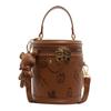 Bolsa Bucket Borboleta Colorida Contrastante Retrô Feminina 2025 Design de Nicho Bolsa Cilindro Portátil Textura Fashion Bolsa de Ombro Transversal