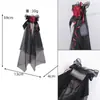 Pente de Cabelo Curto Rosa Simulado Preto para Casamento Noiva Véu Festa de Halloween Cosplay Faixa Decorativa para Cabeça