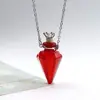 Collar con Colgante de Botella de Aceite Esencial de Vidrio Transparente en Forma de Corazón, Colgante de Botella de Fragancia, Collar Sencillo de Acero de Titanio, Regalo para Amigos y Parejas