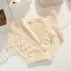 Ropa interior de seda de hielo sin costuras con lazo, talla grande, encaje de satén, control de abdomen de alta elasticidad, parte inferior cálida, tangas finas para mujer