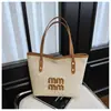 Bolso de Mano para Niña Dulce, Nuevo Bolso de Paja de Gran Capacidad de Moda, Bolso Tote de Color Contrastante, Bolso de Hombro para Playa