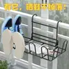 Tendedero exterior multifuncional para balcón, hecho de hierro forjado negro, resistente a la corrosión y al óxido, con diseño de gancho para instalación sin herramientas